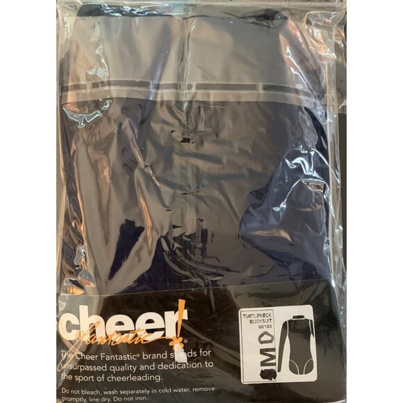 Cheer Fantastic Long Sleeve Bodysuit Leotard Mockneck Zip Back M Navy Blue - Picture 6 of 9